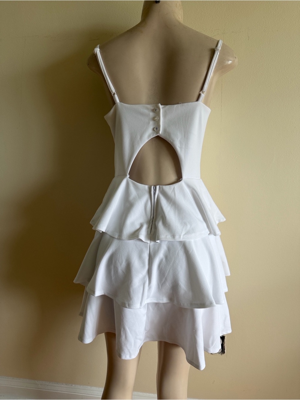 White Tiered Cutout mini Dress - Picture 12 of 12